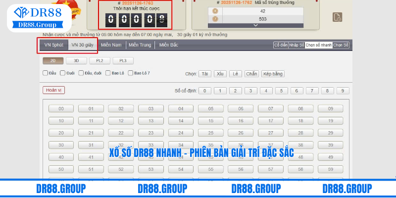Xổ số DR88 nhanh là hình thức đặt cược giải trí đặc sắc