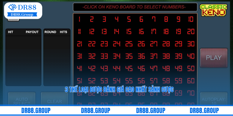 3 thể loại được đánh giá cao nhất sảnh cược RNG Keno